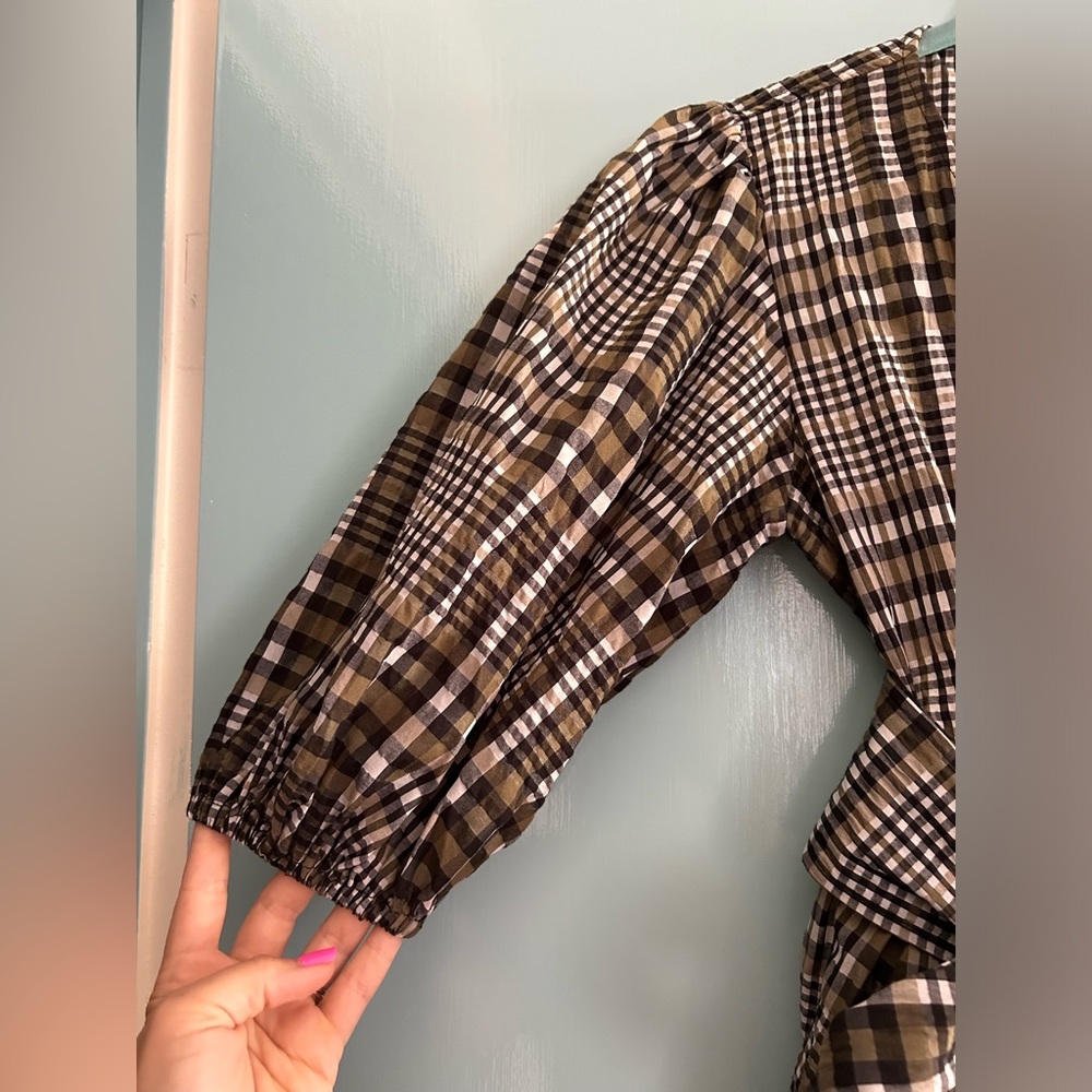Ganni plaid wrap dress S - Picture 3 of 8